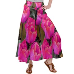 Pink Tulips Satin Palazzo Pants by snowwhitegirl