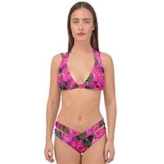 Pink Tulips Double Strap Halter Bikini Set