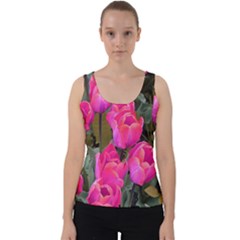 Pink Tulips Velvet Tank Top