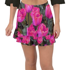 Pink Tulips Fishtail Mini Chiffon Skirt