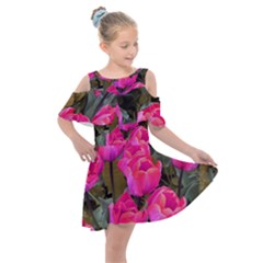 Pink Tulips Kids  Shoulder Cutout Chiffon Dress