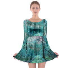 Blue Forest Long Sleeve Skater Dress by snowwhitegirl