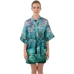 Blue Forest Quarter Sleeve Kimono Robe by snowwhitegirl