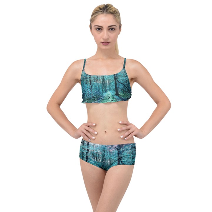 Blue Forest Layered Top Bikini Set