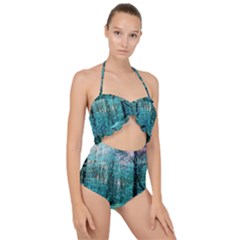 Blue Forest Scallop Top Cut Out Swimsuit