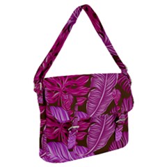 Tropical Pink Leaves Buckle Messenger Bag