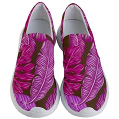 Tropical Pink Leaves Women s Lightweight Slip Ons