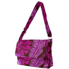 Tropical Pink Leaves Full Print Messenger Bag