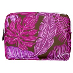 Tropical Pink Leaves Make Up Pouch (medium)