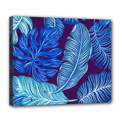 Tropical Blue Leaves Deluxe Canvas 24  X 20  (stretched) by snowwhitegirl