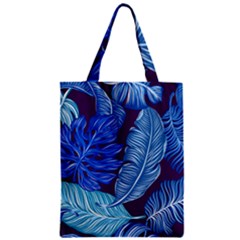 Tropical Blue Leaves Zipper Classic Tote Bag by snowwhitegirl