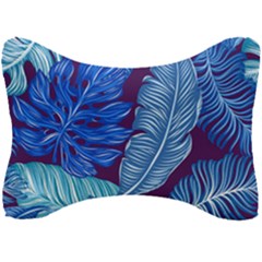 Tropical Blue Leaves Seat Head Rest Cushion