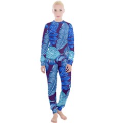 Tropical Blue Leaves Women s Lounge Set