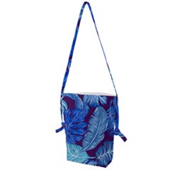 Tropical Blue Leaves Folding Shoulder Bag by snowwhitegirl