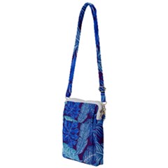 Tropical Blue Leaves Multi Function Travel Bag