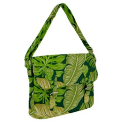 Tropical Green Leaves Buckle Messenger Bag