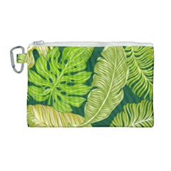 Tropical Green Leaves Canvas Cosmetic Bag (large) by snowwhitegirl