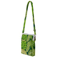 Tropical Green Leaves Multi Function Travel Bag