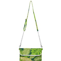 Tropical Green Leaves Mini Crossbody Handbag