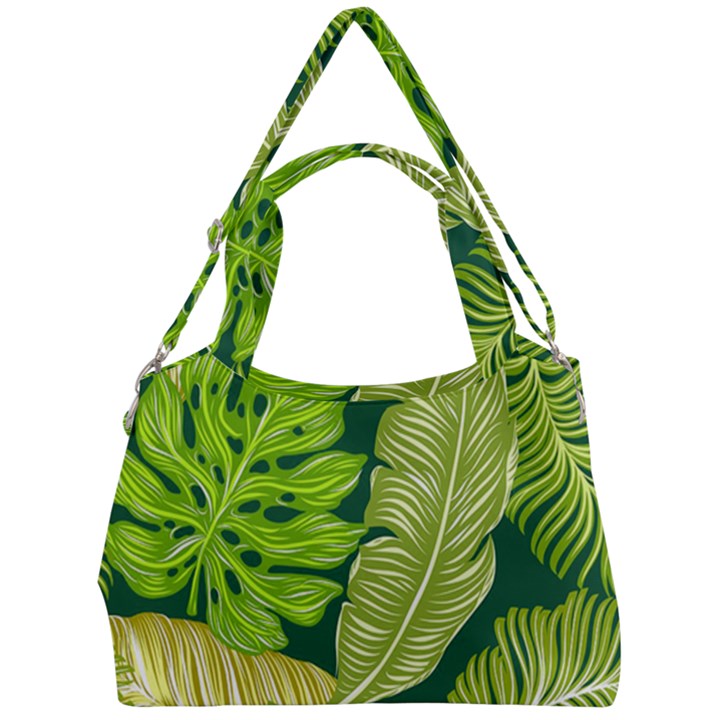 Tropical Green Leaves Double Compartment Shoulder Bag