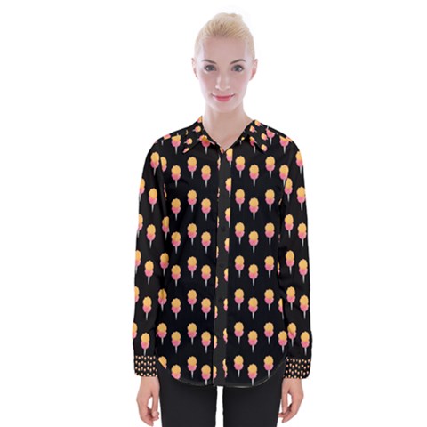 Cotton Candy Pattern  Black Womens Long Sleeve Shirt by snowwhitegirl