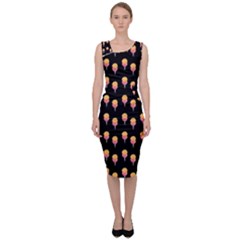 Cotton Candy Pattern  Black Sleeveless Pencil Dress