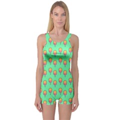 Cotton Candy Pattern Green One Piece Boyleg Swimsuit by snowwhitegirl