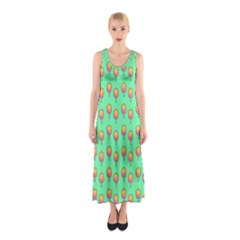 Cotton Candy Pattern Green Sleeveless Maxi Dress by snowwhitegirl