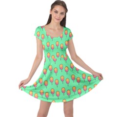 Cotton Candy Pattern Green Cap Sleeve Dress