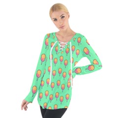 Cotton Candy Pattern Green Tie Up Tee by snowwhitegirl