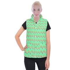 Cotton Candy Pattern Green Women s Button Up Vest