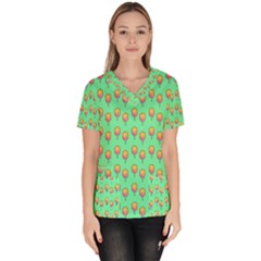 Cotton Candy Pattern Green Women s V-neck Scrub Top by snowwhitegirl