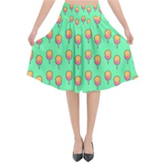 Cotton Candy Pattern Green Flared Midi Skirt by snowwhitegirl