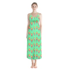 Cotton Candy Pattern Green Button Up Chiffon Maxi Dress by snowwhitegirl