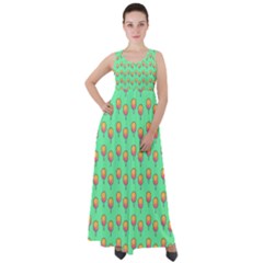 Cotton Candy Pattern Green Empire Waist Velour Maxi Dress