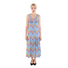 Cotton Candy Pattern Blue Sleeveless Maxi Dress by snowwhitegirl