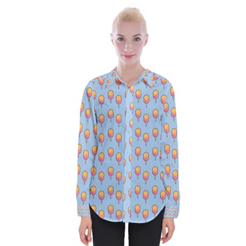 Cotton Candy Pattern Blue Womens Long Sleeve Shirt by snowwhitegirl