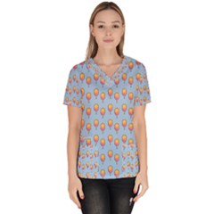 Cotton Candy Pattern Blue Women s V-neck Scrub Top by snowwhitegirl