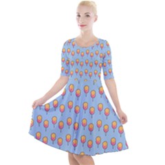 Cotton Candy Pattern Blue Quarter Sleeve A-line Dress