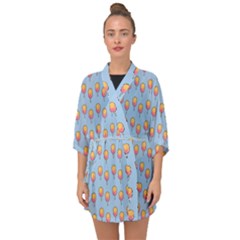 Cotton Candy Pattern Blue Half Sleeve Chiffon Kimono by snowwhitegirl