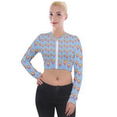 Cotton Candy Pattern Blue Long Sleeve Cropped Velvet Jacket