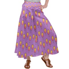 Cotton Candy Pattern Violet Satin Palazzo Pants