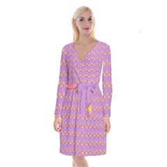 Cotton Candy Pattern Violet Long Sleeve Velvet Front Wrap Dress by snowwhitegirl