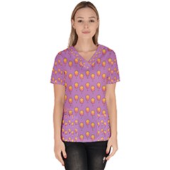 Cotton Candy Pattern Violet Women s V-neck Scrub Top by snowwhitegirl