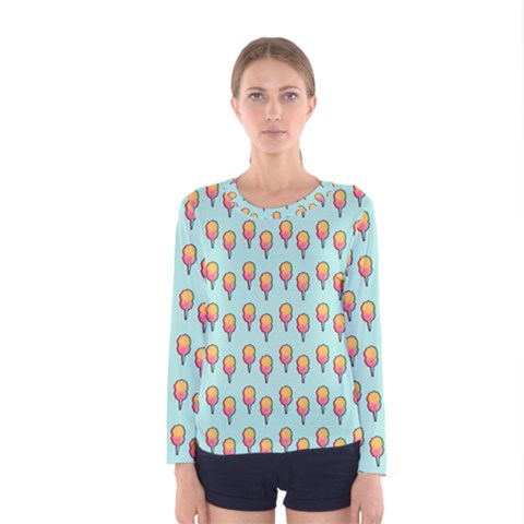 Cotton Candy Pattern Aqua 3d Women s Long Sleeve Tee by snowwhitegirl