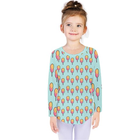 Cotton Candy Pattern Aqua 3d Kids  Long Sleeve Tee by snowwhitegirl