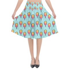 Cotton Candy Pattern Aqua 3d Flared Midi Skirt by snowwhitegirl