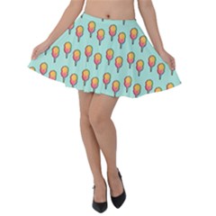 Cotton Candy Pattern Aqua 3d Velvet Skater Skirt by snowwhitegirl