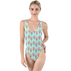 Cotton Candy Pattern Aqua 3d High Leg Strappy Swimsuit by snowwhitegirl