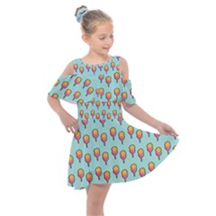 Cotton Candy Pattern Aqua 3d Kids  Shoulder Cutout Chiffon Dress by snowwhitegirl